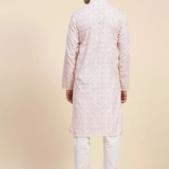 SKAVIJ Men’s Embroidered Sequined Kurta with Pajama 2-Piece Set Size Large - Picture 7 of 15